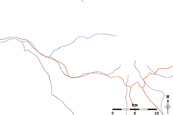 Roads and rivers around Zigzag Mountain