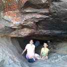 Dr. MALVIKA & Master KUBER  in the cave  where Lord Hanuman was born