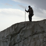 Snow wall on the peak shyrbad, Mount Binalud