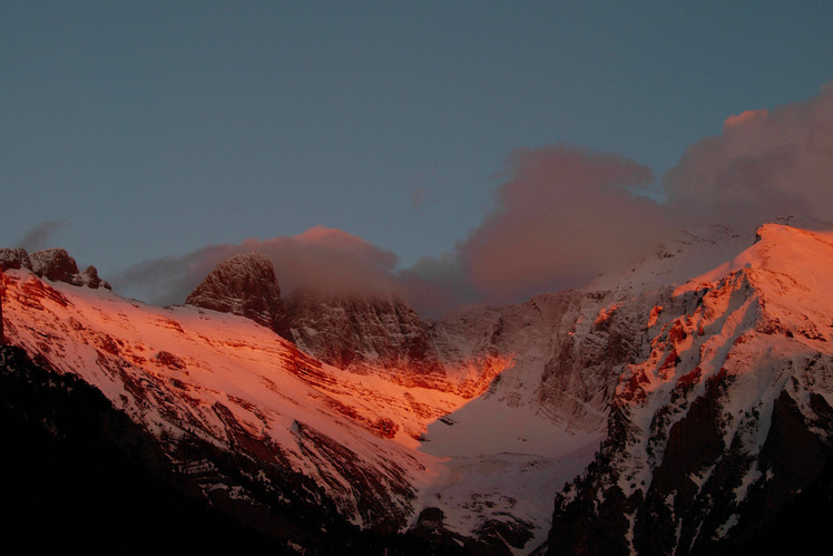 peaks of Mt. Olympus with last sunlight, Mount Olympus