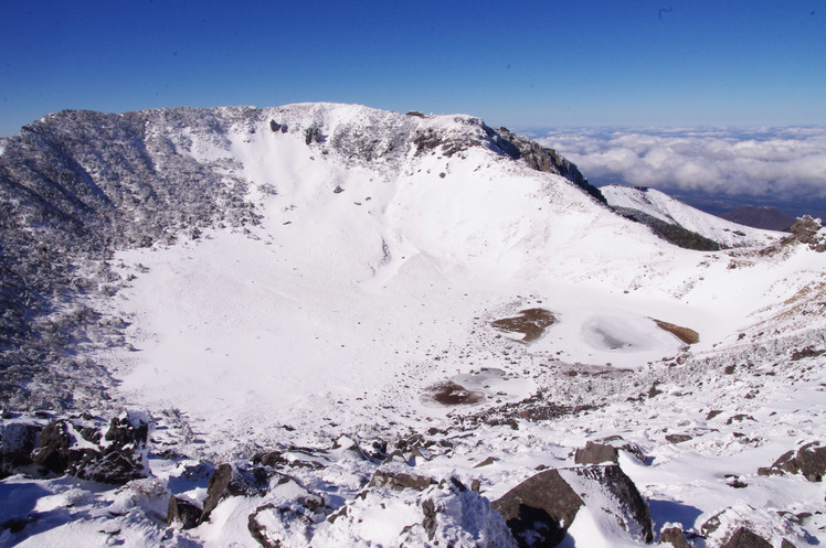 Crater at the top of the mountain, Hallasan