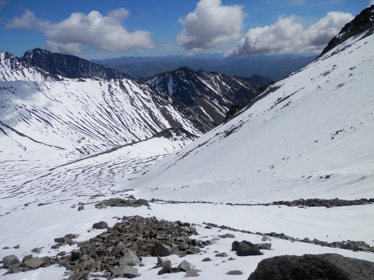 Looking down from near top of Mt Tapuaenuku on March 8th 2014, Mt Tapuaenuku (Kaikouras)