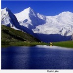 Rush Lake behind Polan La and Miar Peak, Rush Peak