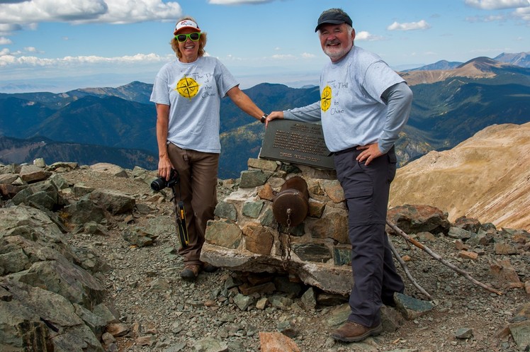 Cindy and Tom on the summit of Wheeler Peak, NM