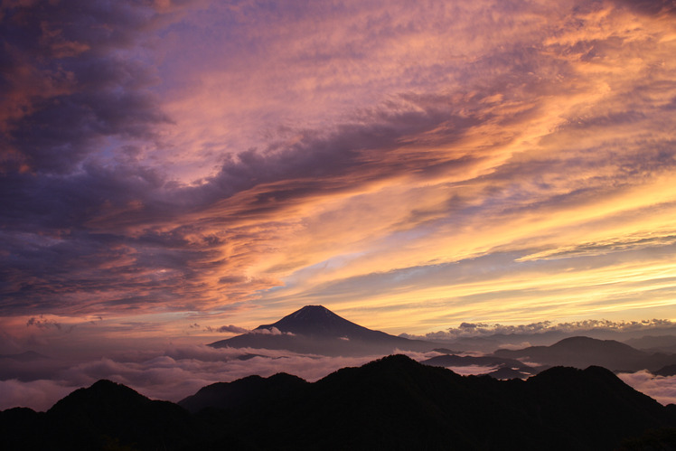 View of Mount Fuji from Hiru at sunset, Mount Hiru