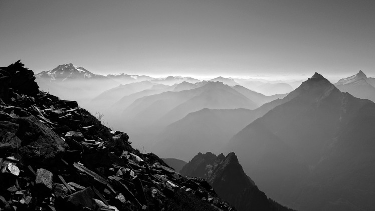 Glacier Peak, Mount Pugh and Sloan Peak from White Chuck Mountain.