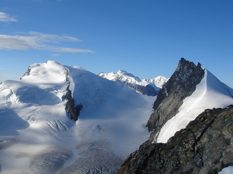 Strahlhorn (left) from the Hohlaubgrat