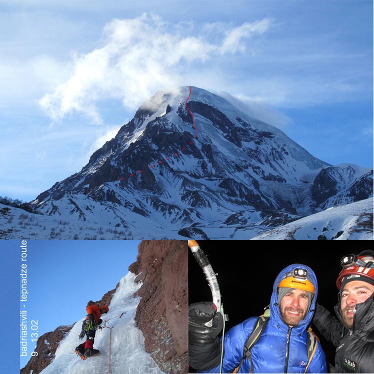 New route via Dragon's Wall in winter, Kazbek or Kasbek