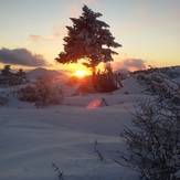 snow sunset, Parnitha