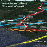 Map of Mount Benson from Westwood Lake to Summit, Mount Benson (British Columbia)