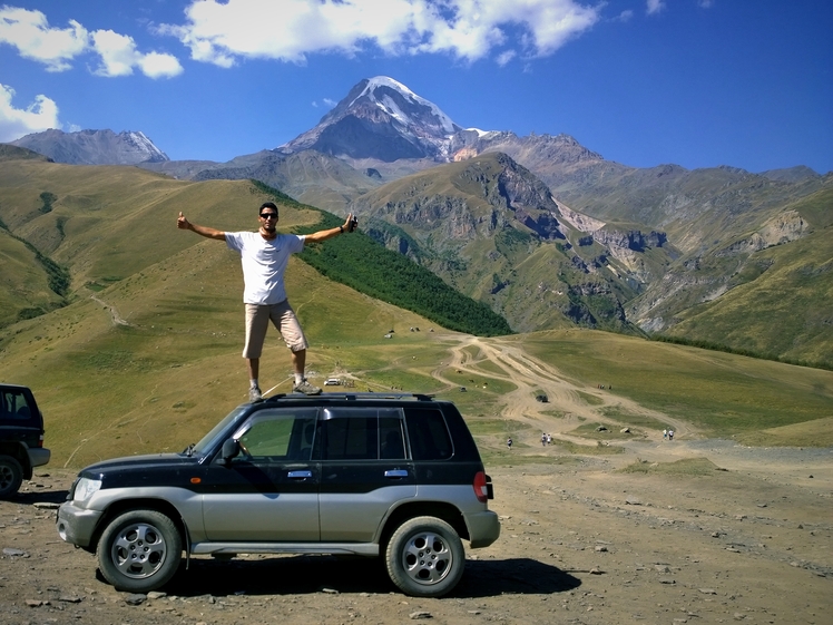 Gergeti church and kazbek mountain, Kazbek or Kasbek