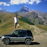 Gergeti church and kazbek mountain, Kazbek or Kasbek