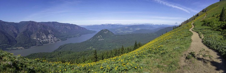 Multi exposure panorama near the top of Dog Mountain