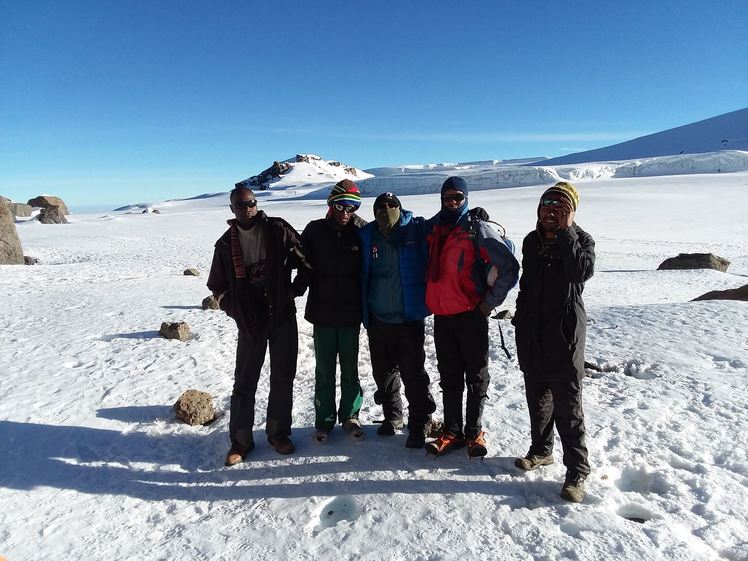 Crew in the Kilimanjaro Crater, Mount Kilimanjaro