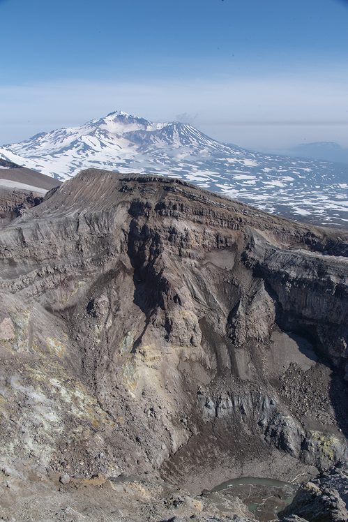 view over a Gorely crater to neighboring Mutnovsky