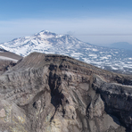 view over a Gorely crater to neighboring Mutnovsky