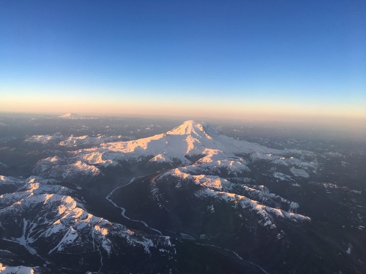 Mount Rainier from airplane