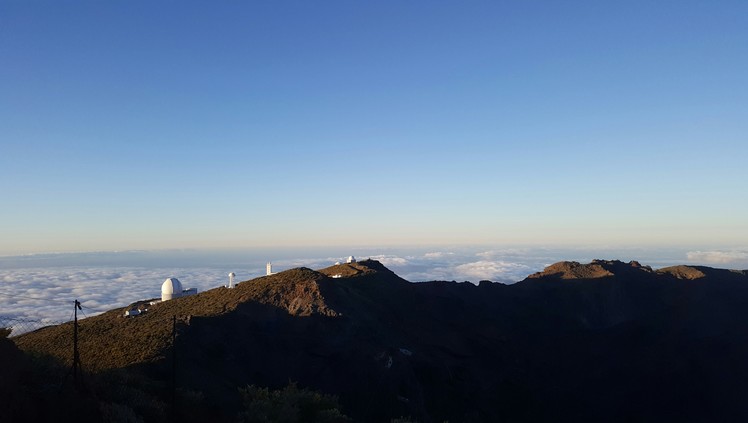 telescopes close to the crate, Roque de los Muchachos