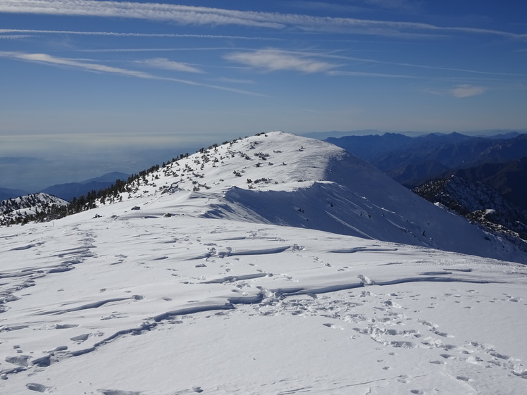 Baldy Summit looks out to West Baldy (summitted 12/8/18), Mount Baldy (San Gabriel Range)