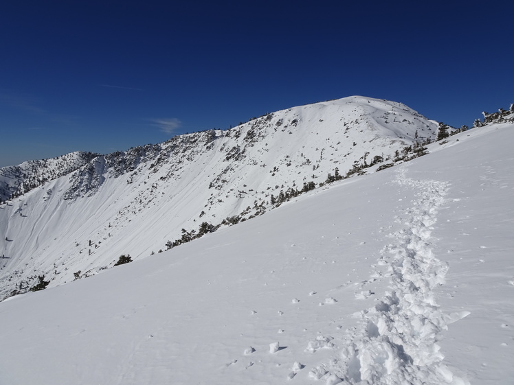 Marching toward Baldy, Mount Baldy (San Gabriel Range)