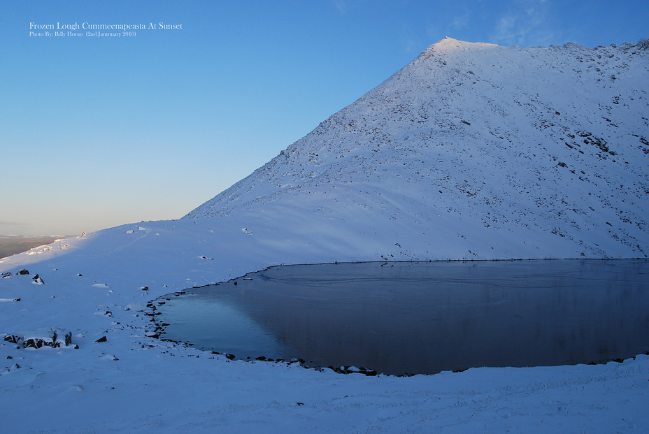 Frozen Lough Cummeenapeasta At Sunset, Cnoc na Péiste