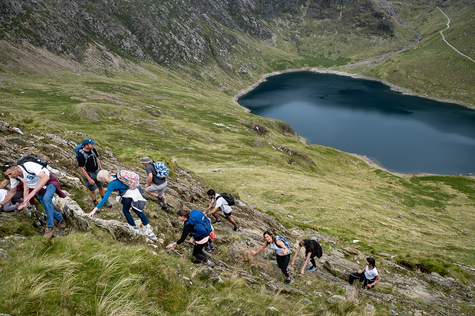 Climbing base of Y Lliwedd, Snowdon