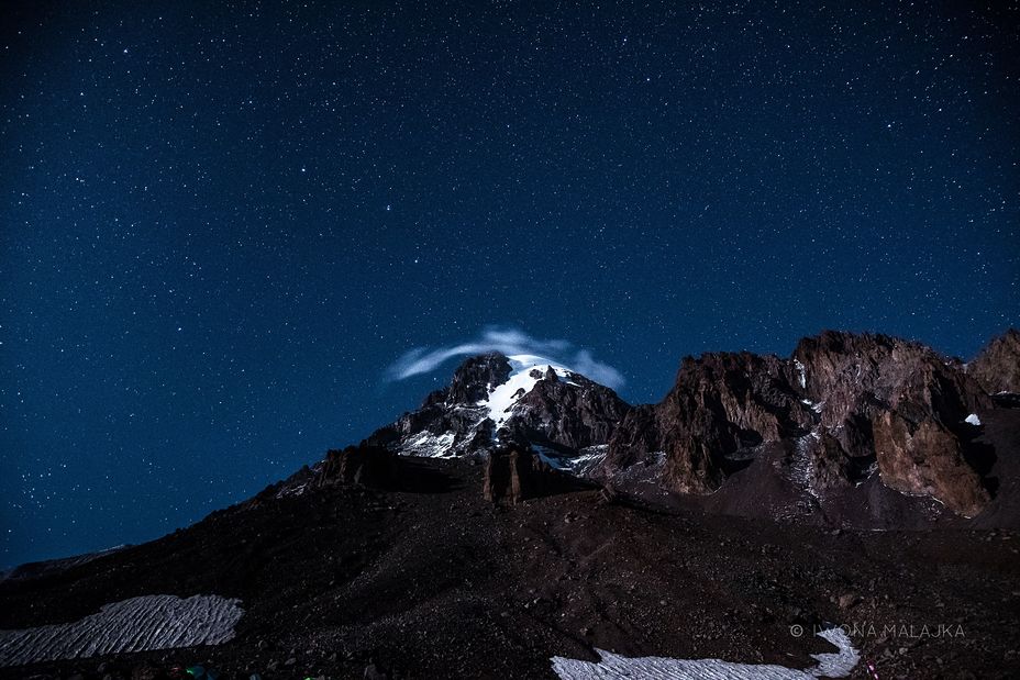 Kazbek at night, Kazbek or Kasbek