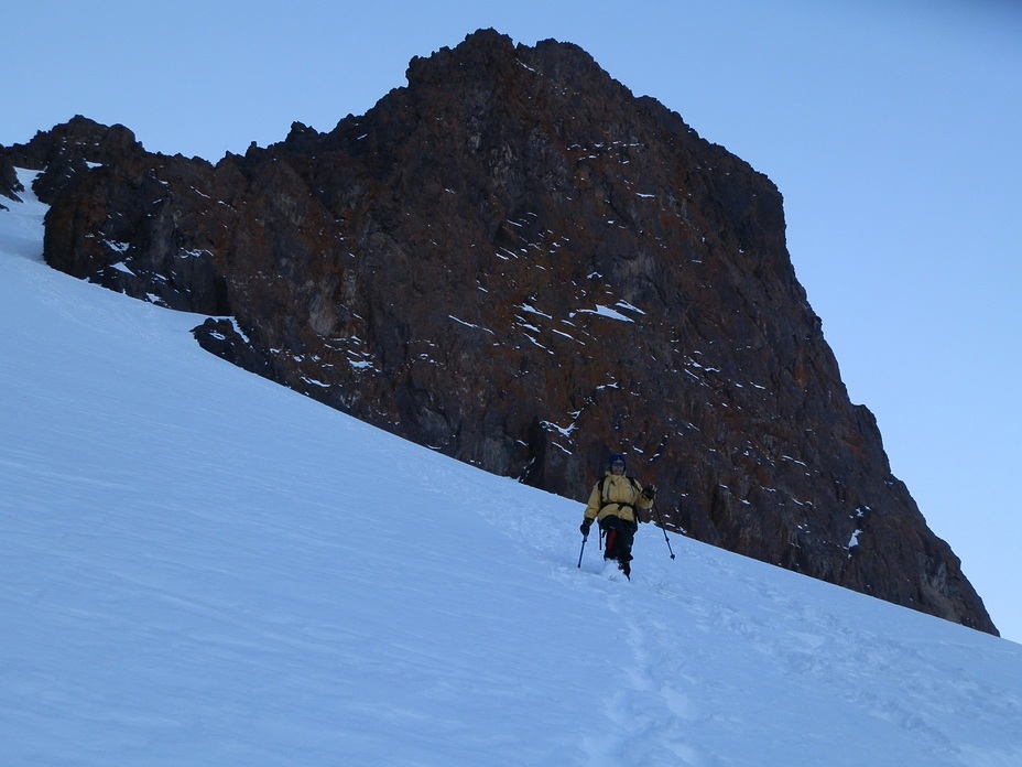 Coming down the couloir, Ras N'Ouanoukrim