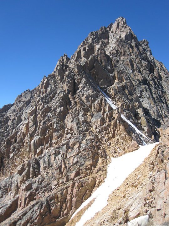 Before the snow bridge, Granite Peak (Montana)