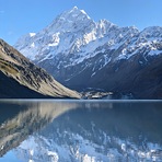 Aoraki/Mt Cook across the Hooker Glacier terminal lake, Aoraki/Mount Cook