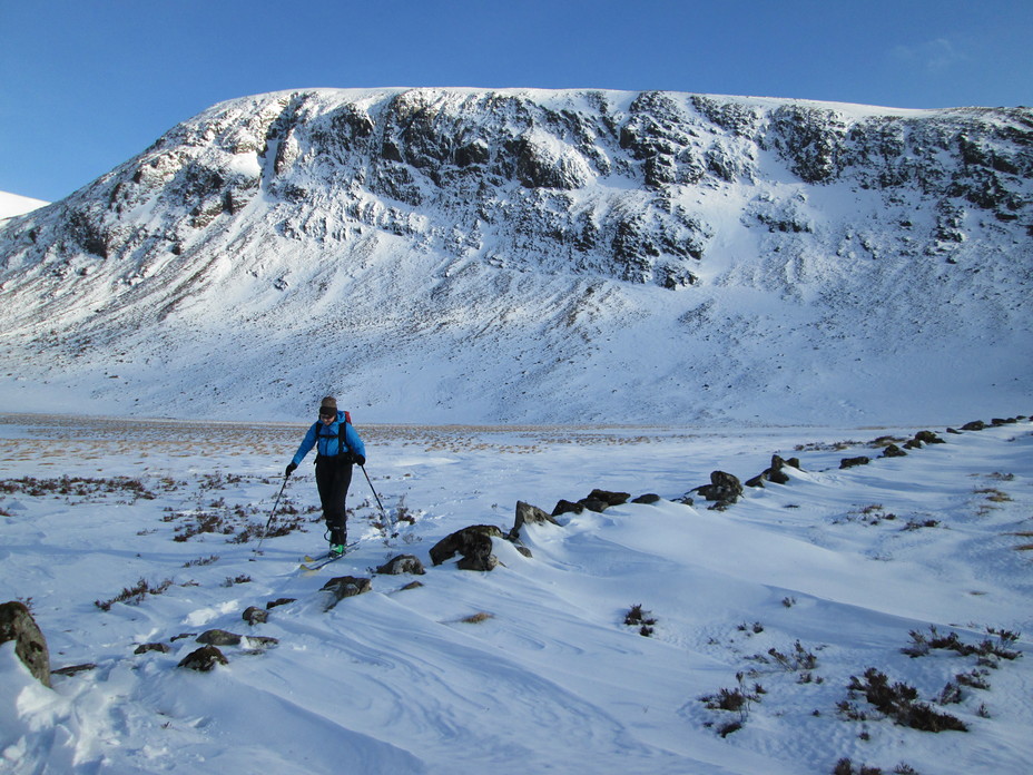 Skiing on the north side of the Merrick under the Black Gairy, Merrick, Galloway