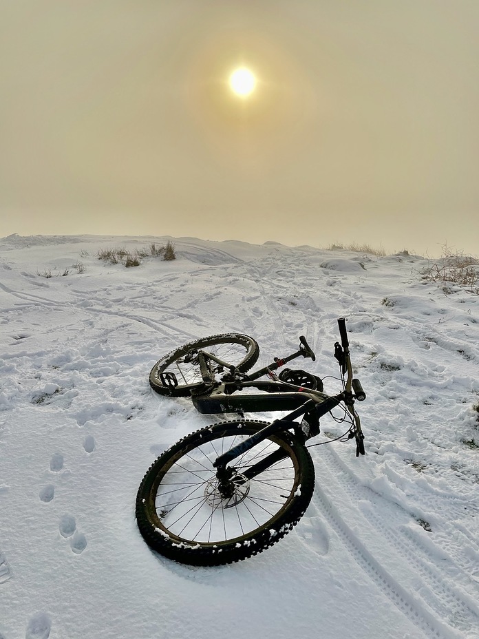 Snowy morning on top, Garth Mountain, Mynydd y Garth