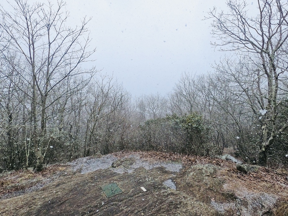 Snow on Springer Mountain, southern terminus of the Appalachian Trail