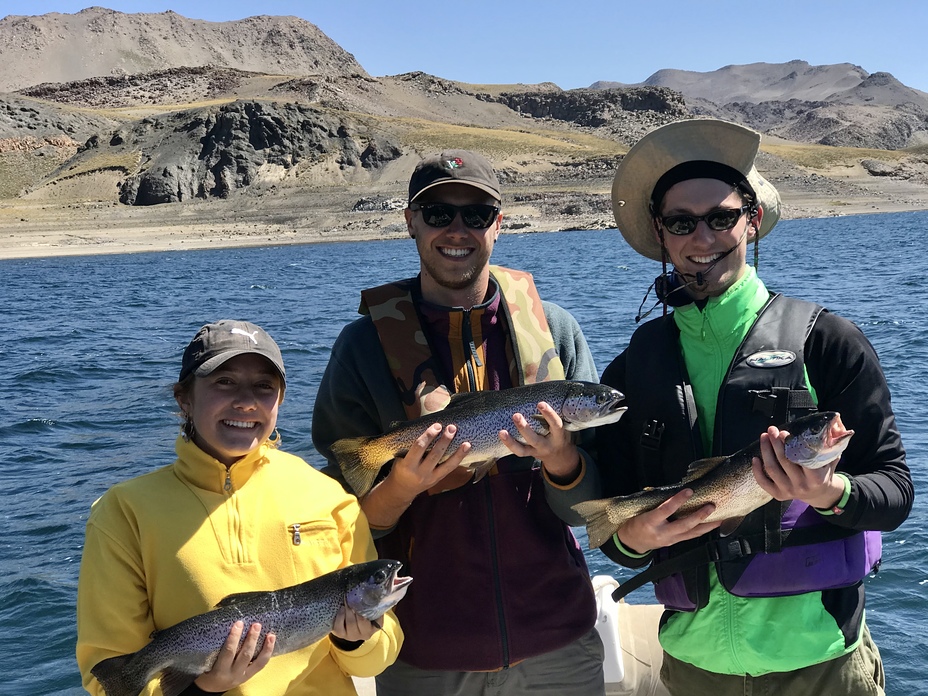 Sara Haas and friends fishing in LDM, Laguna Del Maule