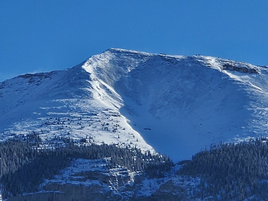 Direct route on the right side of drainage/ avi gully, Grotto Mountain