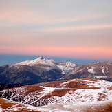 Le massif du Canigou au coucher de soleil depuis l'Ouest