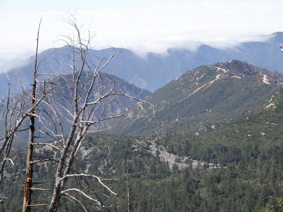 Marine layer pouring over the ridge, South Mount Hawkins