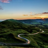 Light trails on the Serpentine Road, Mam Tor