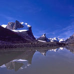 Summit Lake, at top of Akshayuk Pass, Mount Thor