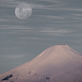 The Moon over the Villarrica Volcano, Volcan Villarrica