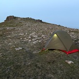 Summit camp on Galtymore with the sun going down