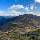 View of 3 tarns and crinkle crags from Bowfell