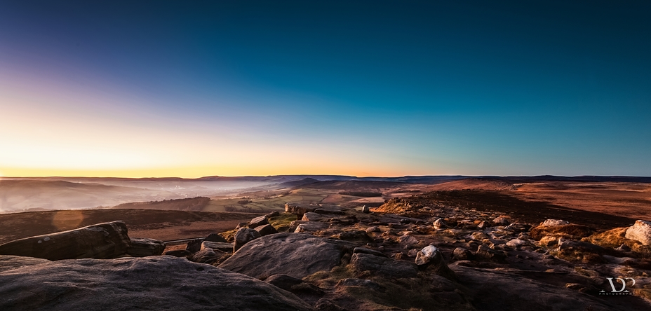 Last light on Stanage Edge