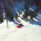 romantic drone pic of wife and me snow camping