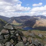 Brock Crags summit in the Lake District, looking down towards Brothers Water, Rest Dodd