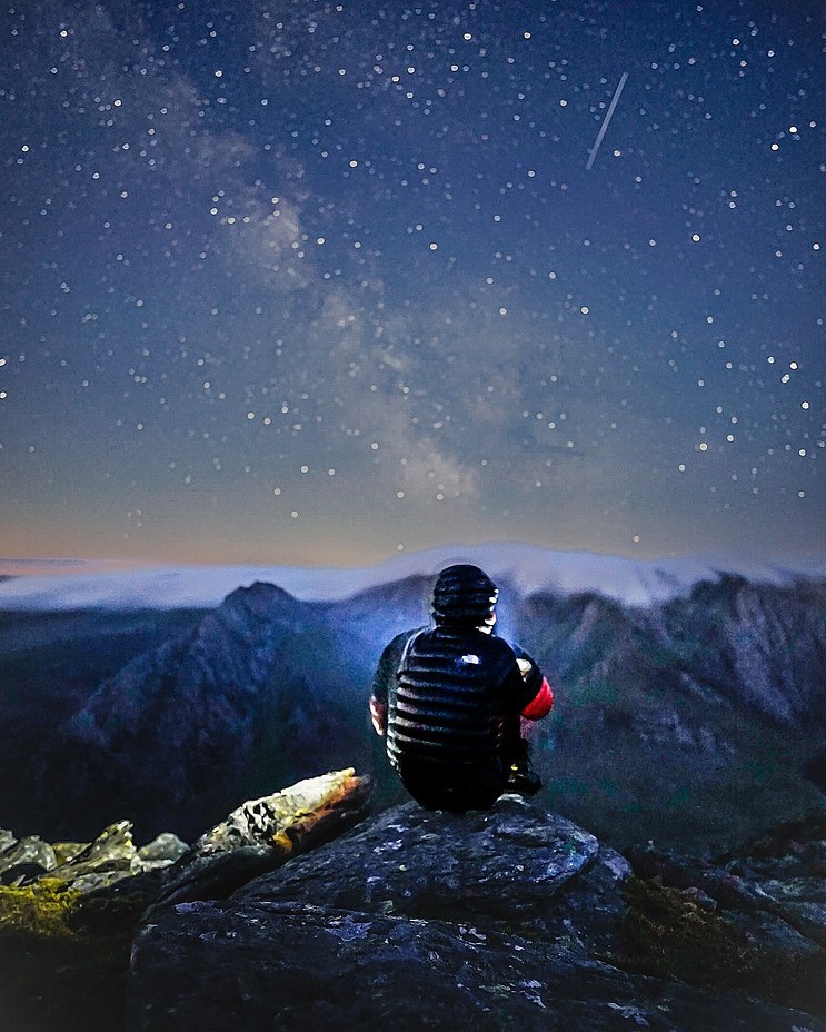 The Glyderau at night, Tryfan