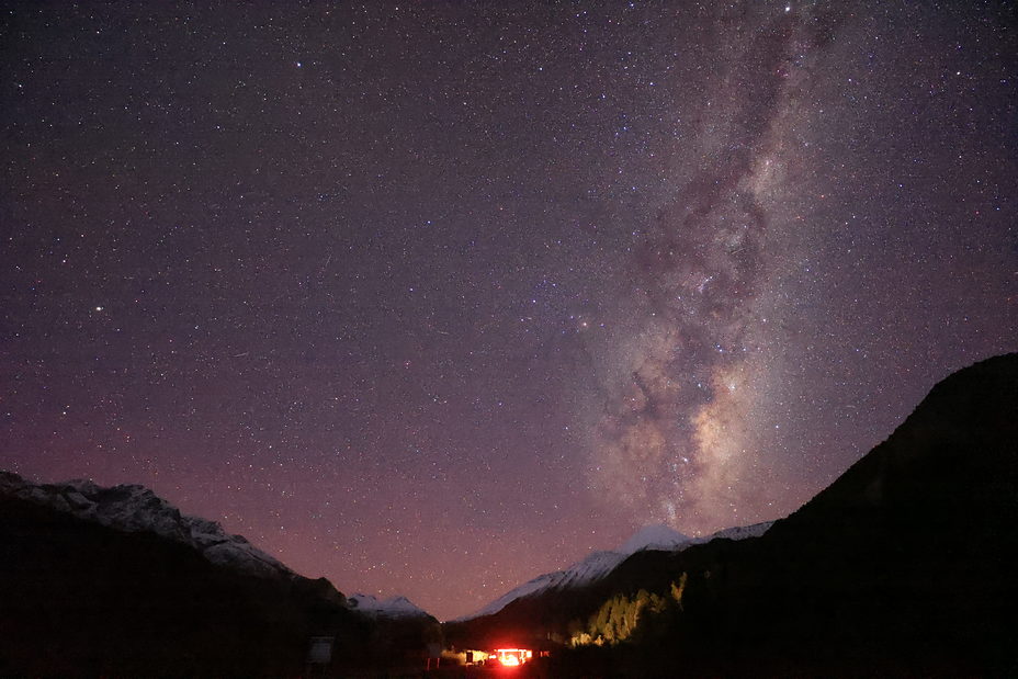 Eruption Milky Way from cráter Antuco Volcano