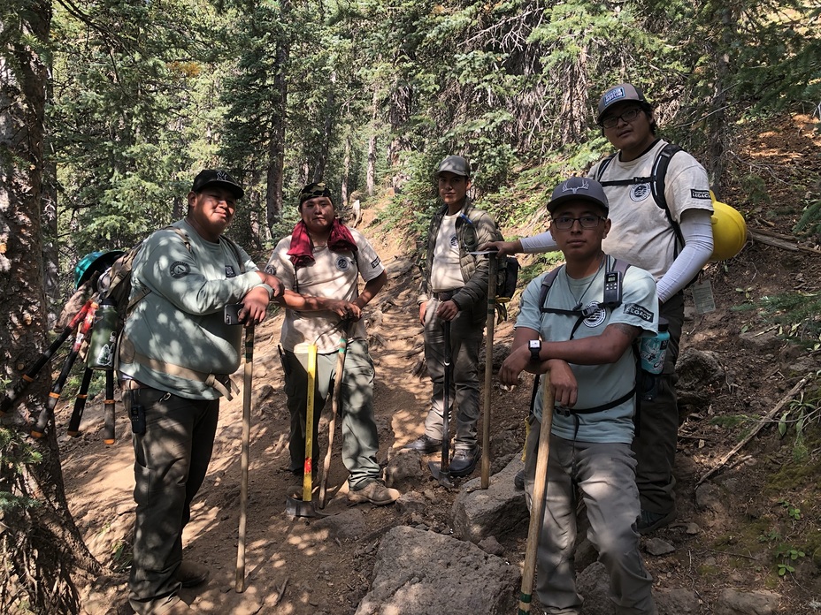 Trail crew all Native American. Ran into this great crew on trek up Humphreys Peak. Trail crew takes care of trails in New Mexico, Colorado, and Arizona specifically on Indian reservation land. 