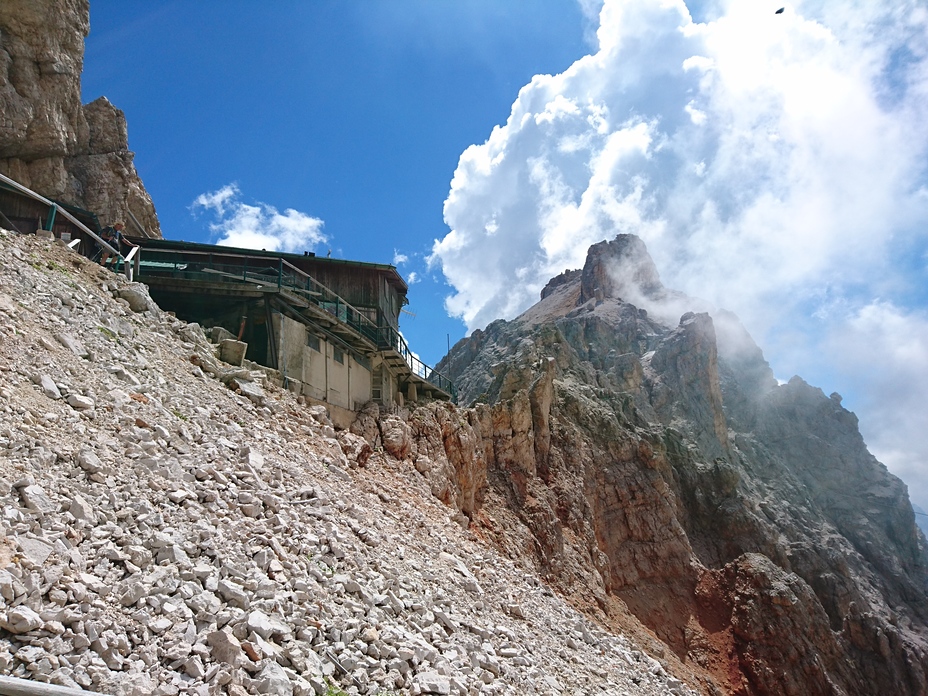 At Lorenzi hut, looking towards the Cristallo di Mezzo peak, Monte Cristallo