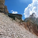 At Lorenzi hut, looking towards the Cristallo di Mezzo peak, Monte Cristallo